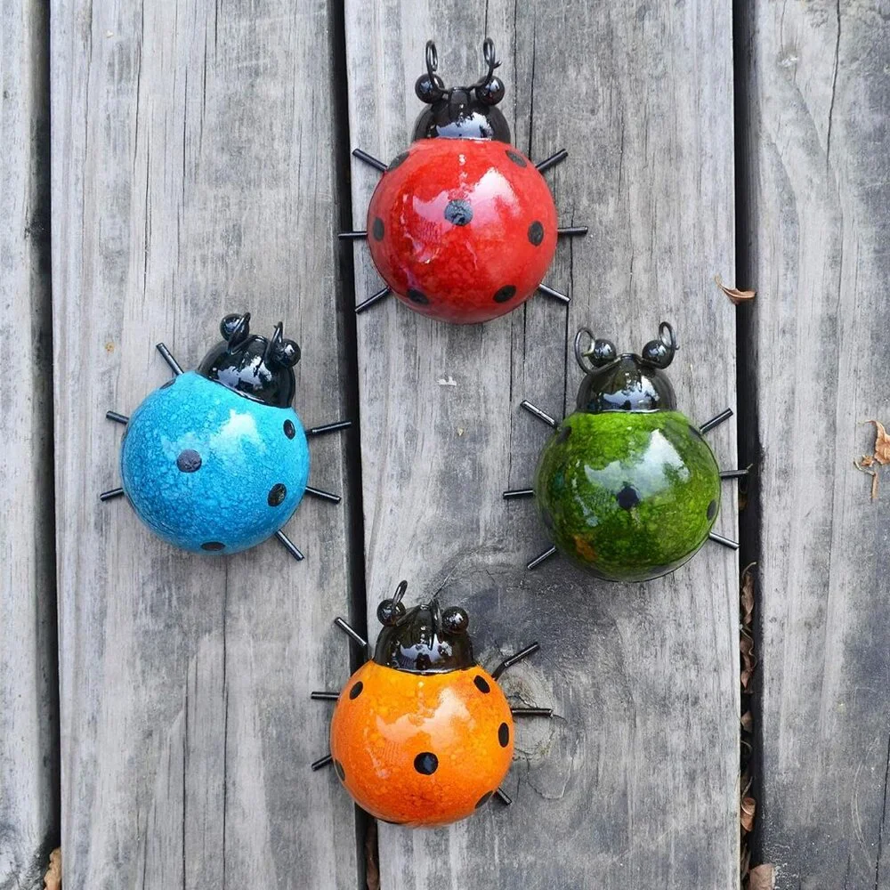 5 Metal Ladybugs for Outdoor or Indoor Wall Patio Garden Art MOTHERS DAY !!
